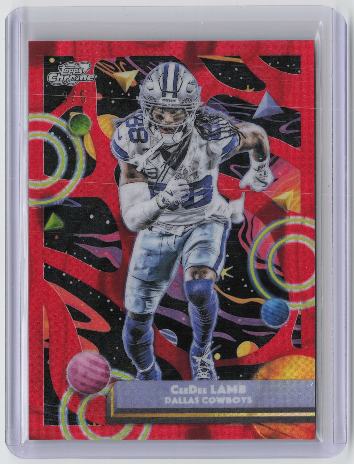 2025 Topps Chrome Cosmic #26 CeeDee Lamb Red Flare Refractor #/5