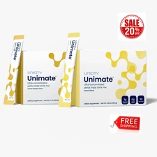 2 Boxes Unicity Unimate Dietary Supplement flavor Natural Lemon + Lemon Ginger
