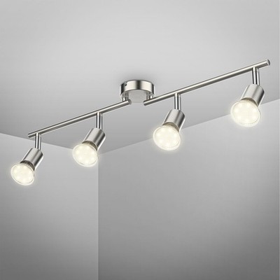 Deckenleuchte 4-fach Strahler Leiste LED Lampe GU10 Leuchtmittel inklusive warmweiß Metall