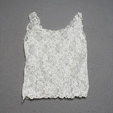 Undercover Wear Tank Top Womens OS Ivory Vintage 90s Floral Lace Lettuce Edge