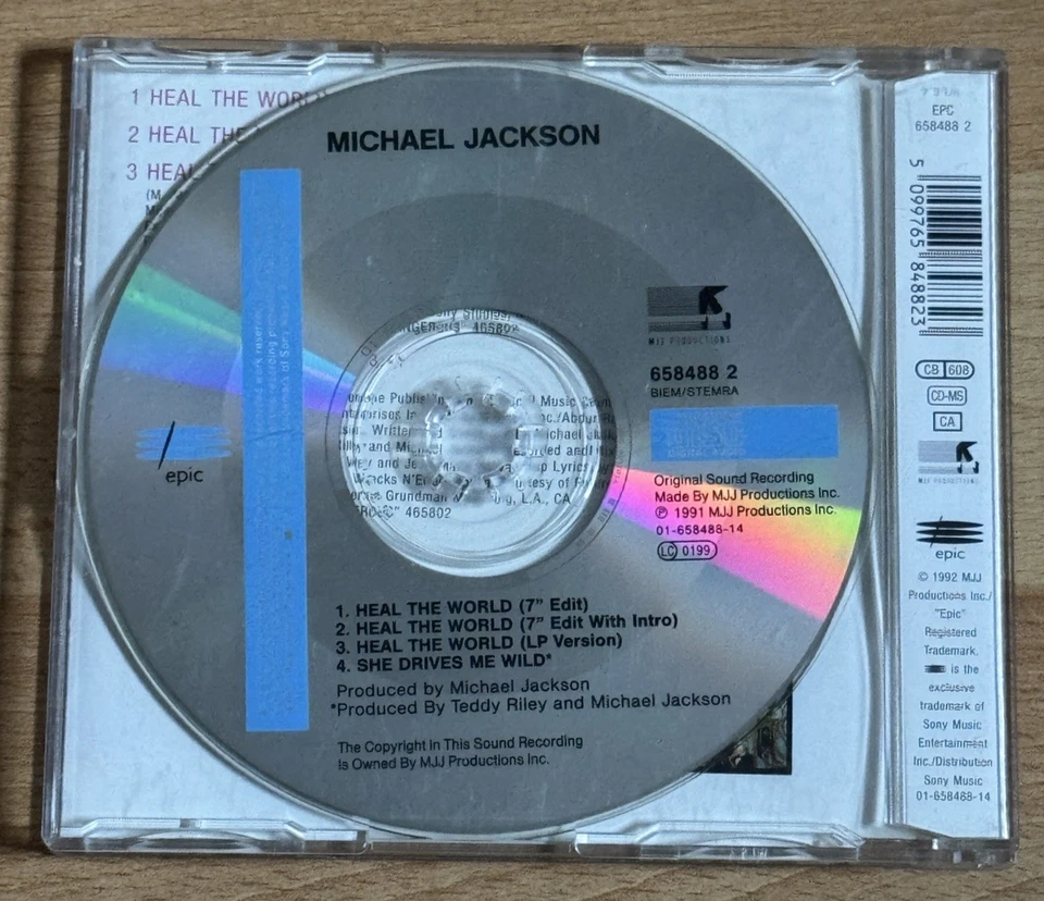 Rare 4-Track-Maxi-CD: Michael Jackson - Heal The World / She Drives Me Wild 1992 - Bild 2 von 2
