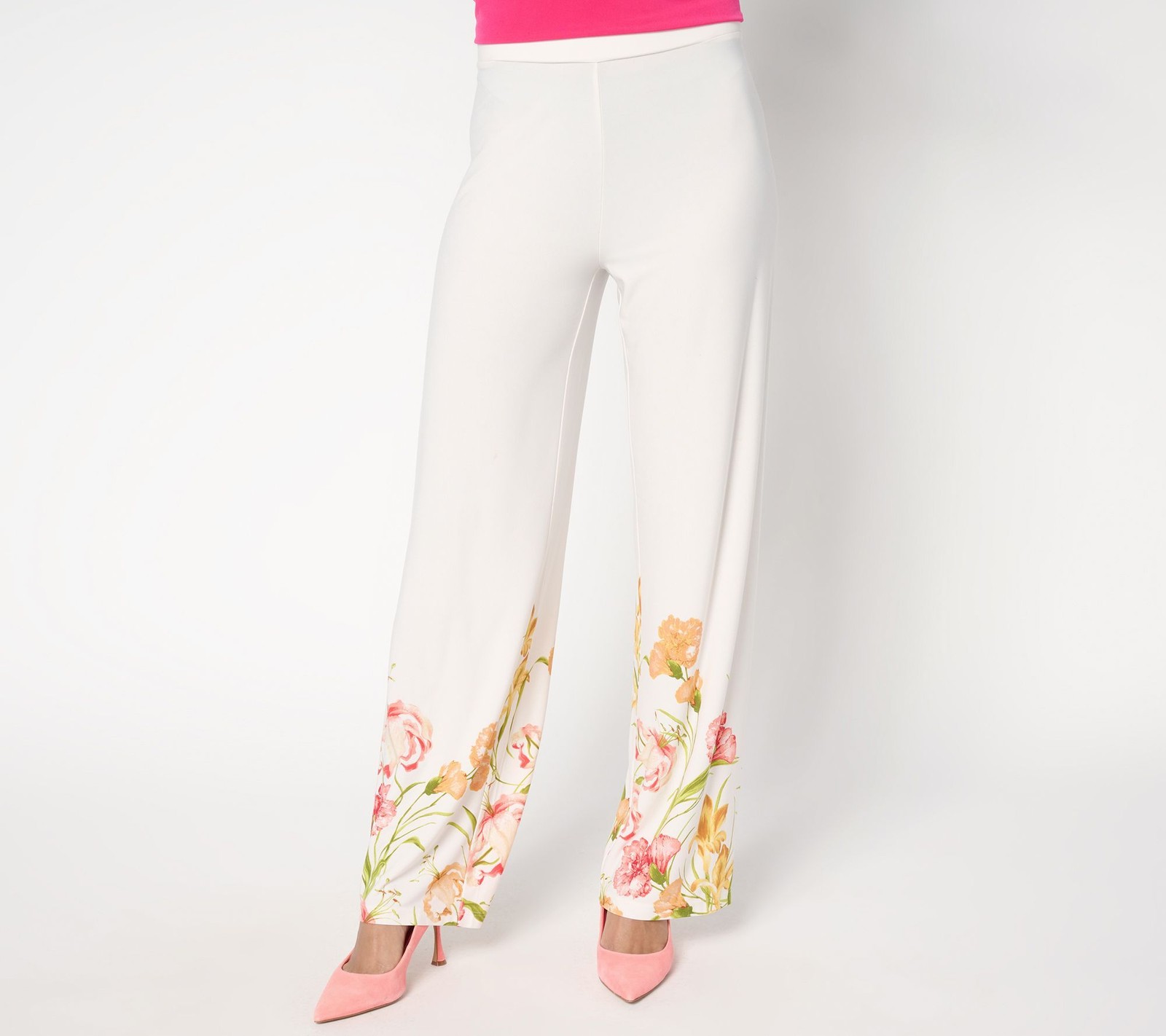 Susan Graver Women's Petite Pants P2XS Printed Liquid Knit Multi-colored A684106