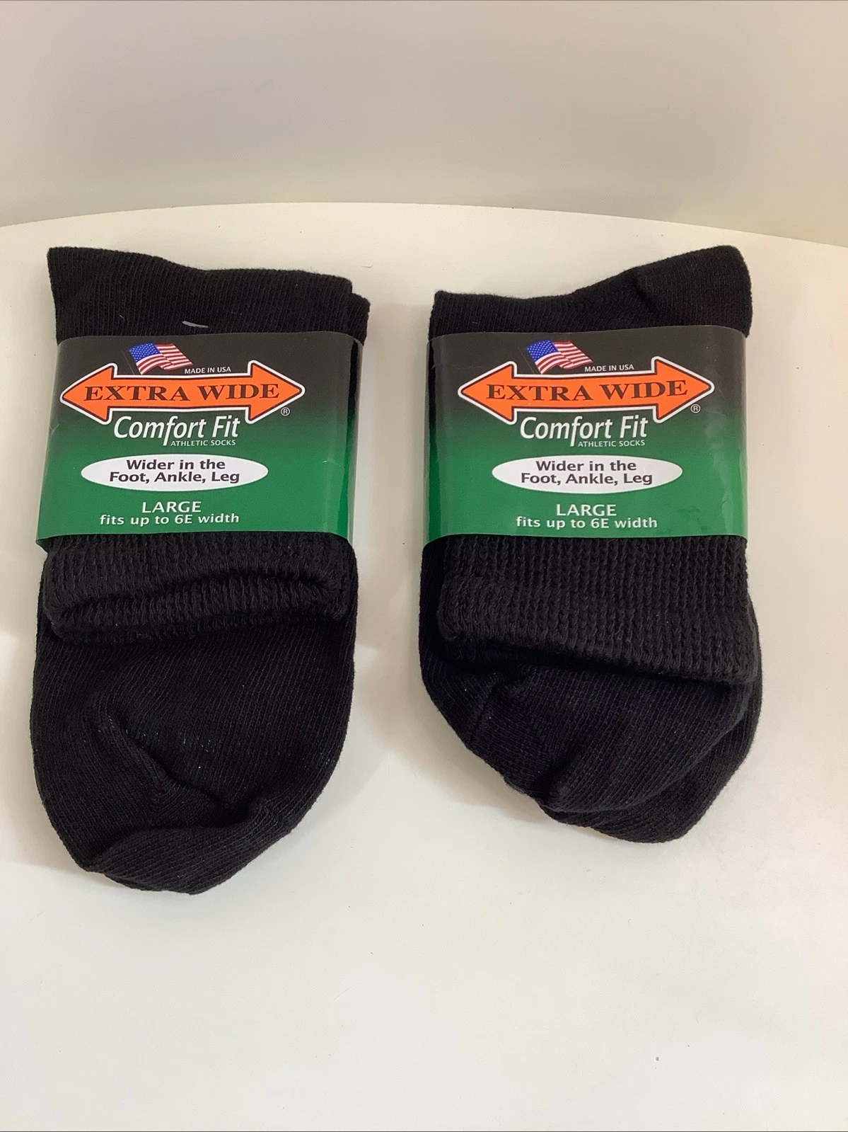 Extra Wide Comfort Ankle Quarter Sock, Size Large 12-16 BLACK 2 Pair