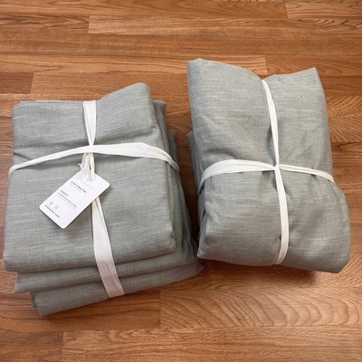 Pottery Barn Custom Emery Linen Blackout Curtains Pair Grey 120''W x 106''L Each