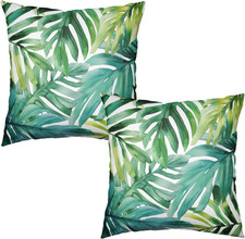 Green Tropical Leaves Outdoor Throw Pillow Covers Summer Palm Leaf Pillow Covers