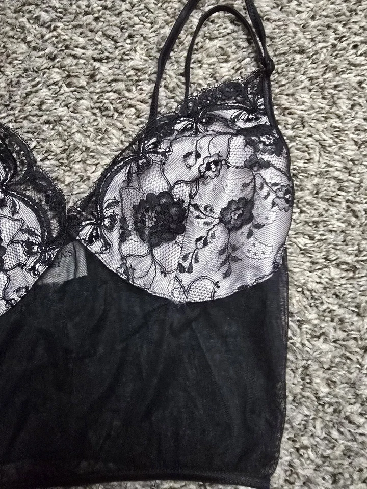 Chantal Thomass Para Victoria Secret Corsé Bustier Encaje Negro Liga 34B Gótico Foto 3 de 4