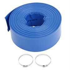 3" x 100 ft Pool Backwash Hose Blue PVC Lay Flat Water Discharge Pump Hoses
