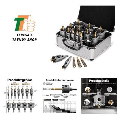 Upgrade Heavy Duty Carbide Hole Saw 14 Pcs,Metal Steel Hole Saw Drill Bit,TCT...