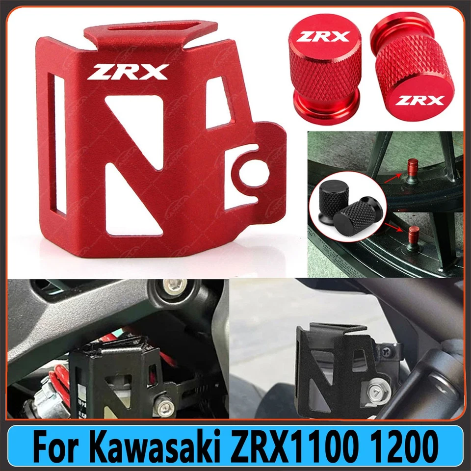 For Kawasaki ZRX1100 1200 Rear Brake Fluid Reservoir Guards Tire Valve Stem Caps Foto 4 de 4