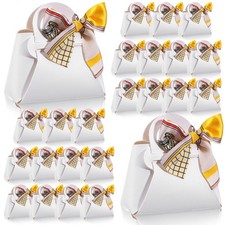 24 Pack Leather Ribbon Candy Bag Gift Bags PU Wedding Gift Bags with Handle R...