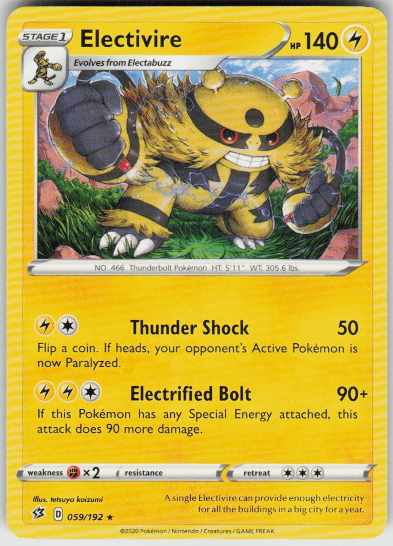 Electivire 059/192 Rare Rebel Clash Pokemon Lightly Played