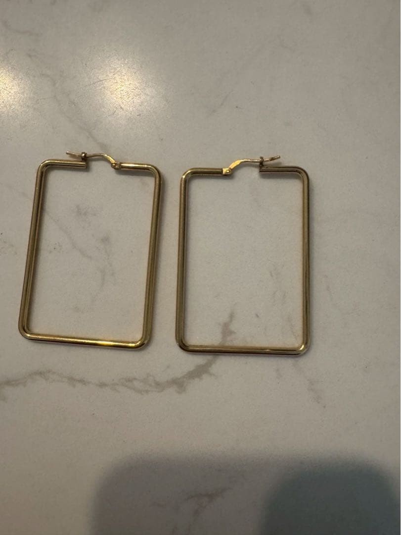 CELINE Gold Rectangular Hoop Earrings, Stylish, A… - image 1