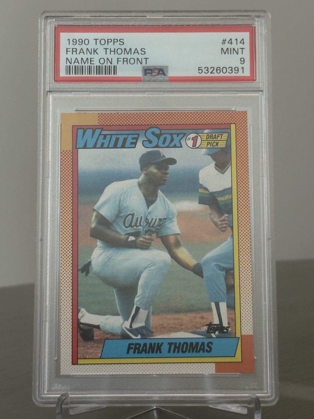 1990 Topps Frank Thomas Rookie #414 PSA 9 MINT - Chicago White Sox "Big Hurt" RC view 1