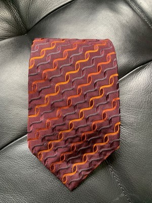 ALTEA for Nordstrom Burgundy w/Orange Pattern Silk Necktie Tie ITALY 4''x58.5''