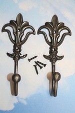 2-VICTORIAN FLORAL STYLE Wall Hooks,Generous Hook,Old World Charm,Gifts,F-12BI