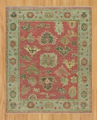 Hand Knotted Oushak Rug Vintage Style Pink Wool Area Rug Oriental