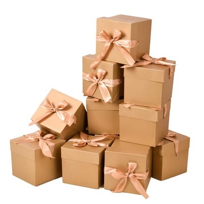 12 Pack Gift Boxes with Lids,10x10x10cm,Nested Squared Boxes with Lids for Fa...