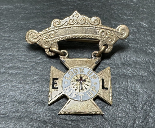 ANTIQUE EPWORTH LEAGUE LOOK UP LIFT UP PIN BROOCH M589