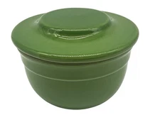 Emile Henry Butter Green Bell Crock or French Butter Keeper 16.10 Vintage 2 Pc