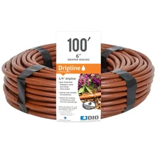 Drip Irrigation Tubing 1/4in x 100ft w/ 6in Emitter Spacing Garden Watering Line