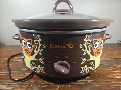 Vtg Owls In Trees  Crock Pot 4 Qt Slow Cooker Brown Oval Retro Limited Works