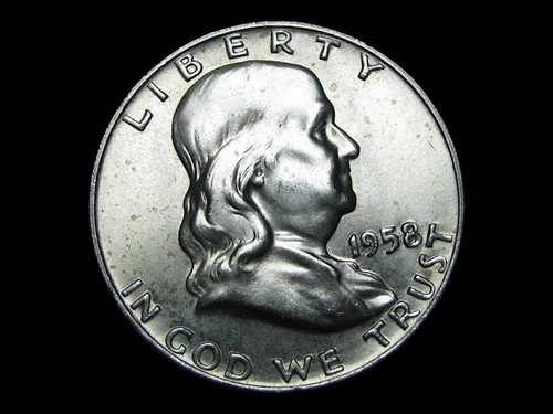 1958-D Franklin Half Dollar Silver ---- Gem BU+ Stunning Coin ---- #KK028