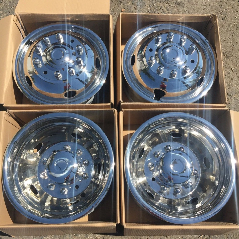 FORD F450 F550 19,5" 2005-2020 simuladores de roda dupla de aço inoxidável parafuso em 10 porcas - Imagem 2 de 4