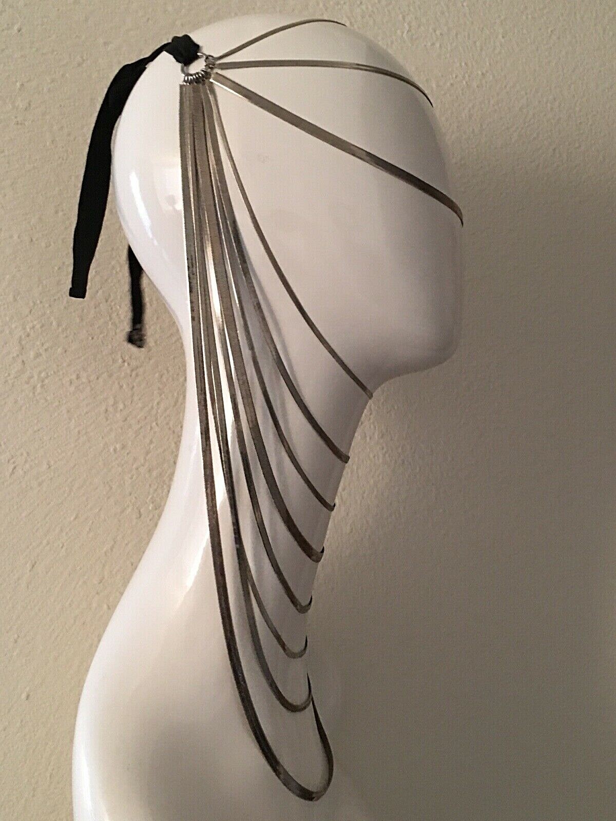 Multi Strand Silver Bib Statement Necklace - image 8