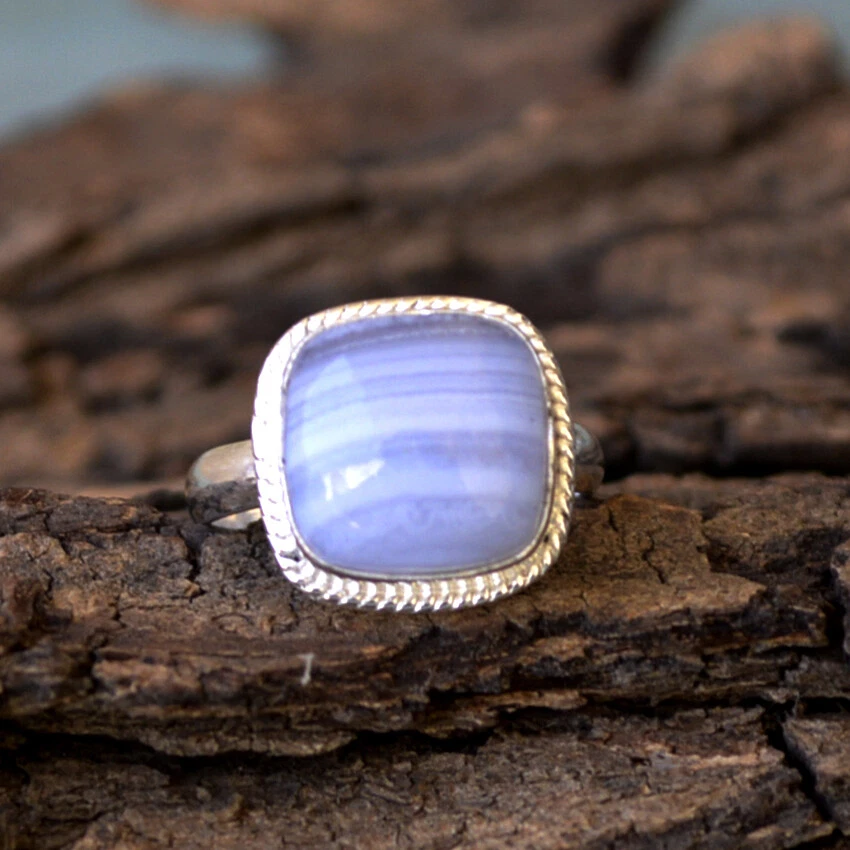 Blue Lace Agate Mens Ring, Silver Jewelry, 925 Silver Ring, Father's Day,  AAA Natural Agate, Birthstone Ring, Heavy Mens Ring, Spiritual Healing  Gemstone, Christmas, Plain Mens Ring - Walmart.com