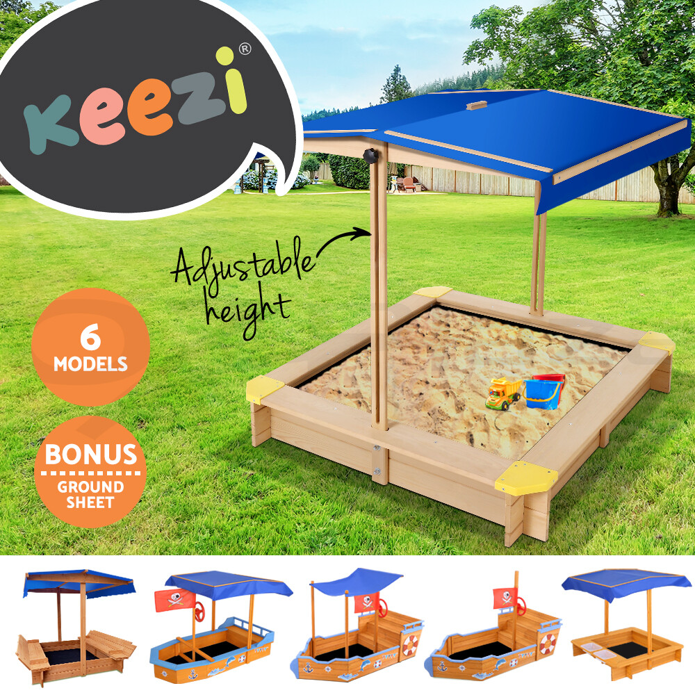 Keezi Kids Sandpit Outdoor Toys Beach Sand Pit Toy Box Play Set With