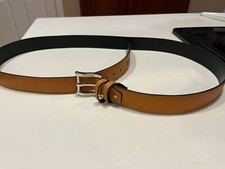 Mens FULL GRAIN KINGSLEY Classic Leather Belt Casual Jean Buckle SILVER TONE MED