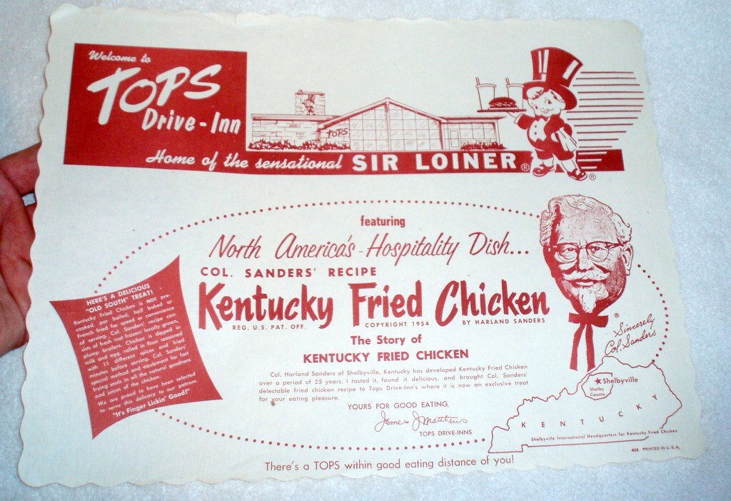 RARE 1954 VINTAGE ANTIQUE KENTUCKY FRIED CHICKEN RESTAURANT ADVERTISING