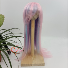 1/8 1/6 1/4 1/3 Uncle BJD Wig Long Straight Doll Hair Long Bangs Pink Rainbow