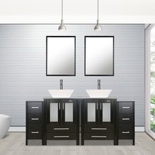 72 Bathroom Vanity Set Black Ceramic Sink Fau...