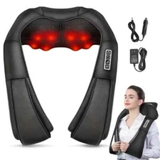 Shiatsu Back Neck and Shoulder Massager with Heat Deep Tissue 3D Kneading Pillow