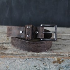 Aged Leather Belt. Grommets  Studs Design. 1.5  Wide. Dark Brown