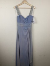 JORDAN Blue Gray Illusion Ruched Dress Size 6 Long Dress Evening Party Prom F84