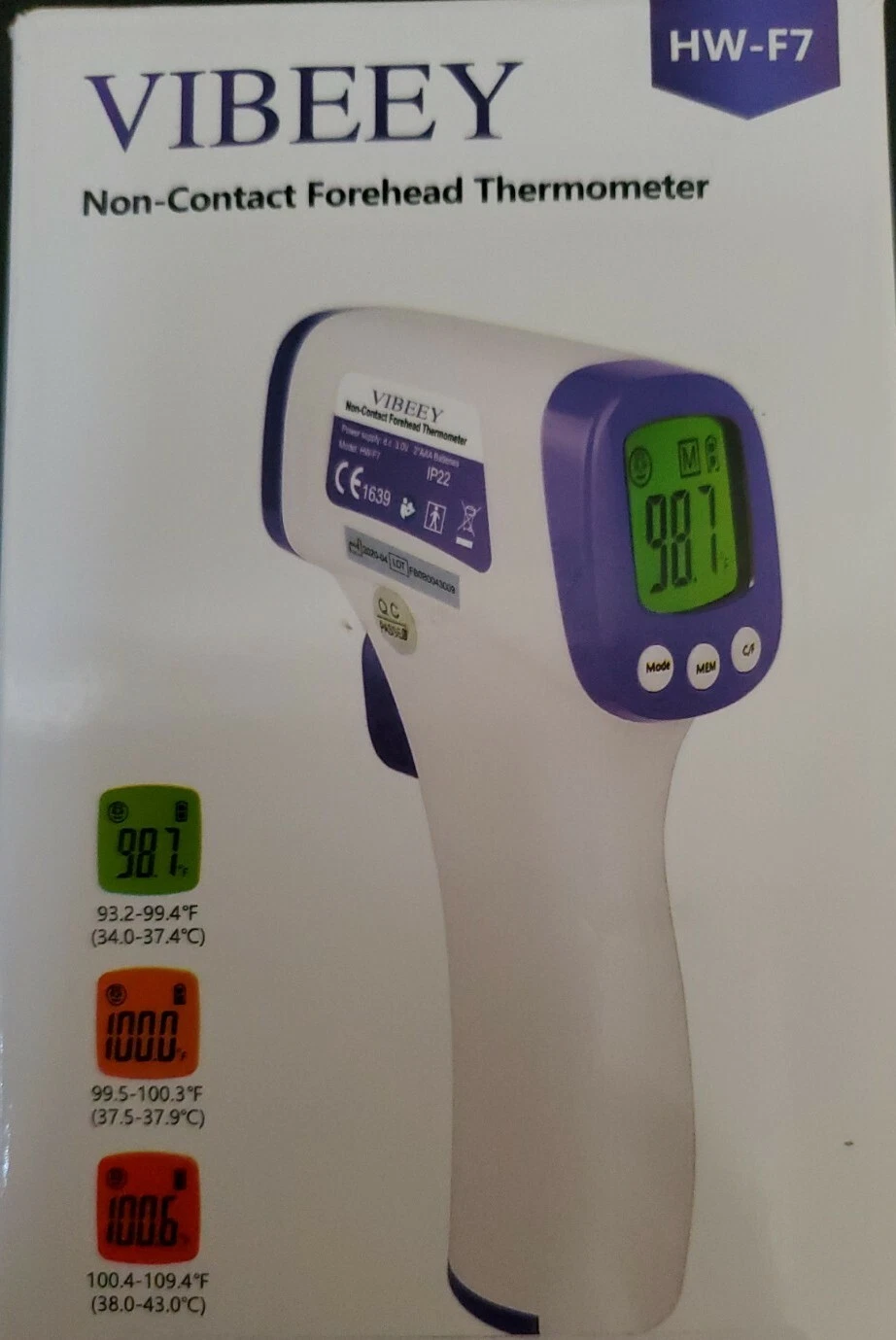 Digital Thermometer Infrared Forehead Thermometer Forehead Auto Shut Off NEW