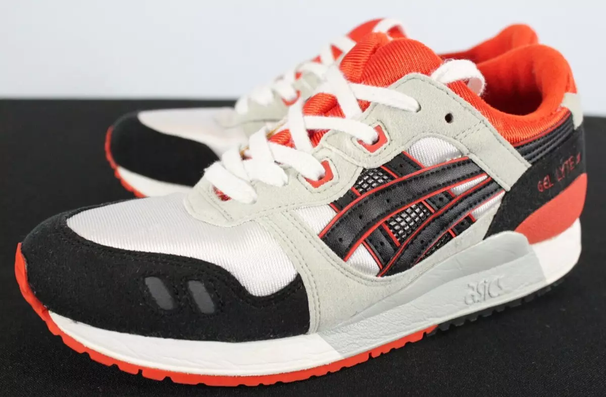 ASICS C5A4N.0190 GEL LYTE III GS White Black Orange Mesh Suede