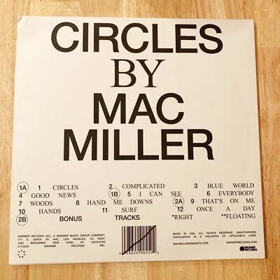 【新品未開封】Mac miller CIRCLES アナログ盤　LP Amazon.com: Mac Miller - Circles Limited 2XLP - White: CDs