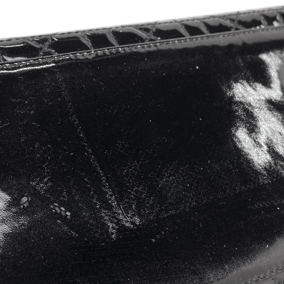 Christian Dior Lady Dior Canage enamel Hand Bag Patent leather Black