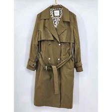 Jane Post Women's Italian Cotton Green Modern Snap Trench Coat Size Large