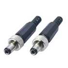 1pc DC 5.5 x 2.1mm 5.5 x 2.5 mm Male Power Plug with Screw Nut Locking Connector