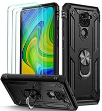 For Xiaomi Redmi Note 9 Case Kickstand Cover & Glass Screen Protector