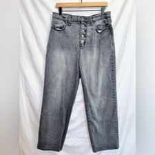 Universal Thread Gray Wash Denim High Rise Button Front Vintage Straight Jean