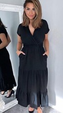 AX Paris Black Wrap Top Midi Dress UK 6 RRP £45