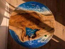 Ocean Epoxy Coffee Table Top, Center Hallway Furniture Table Top Decor