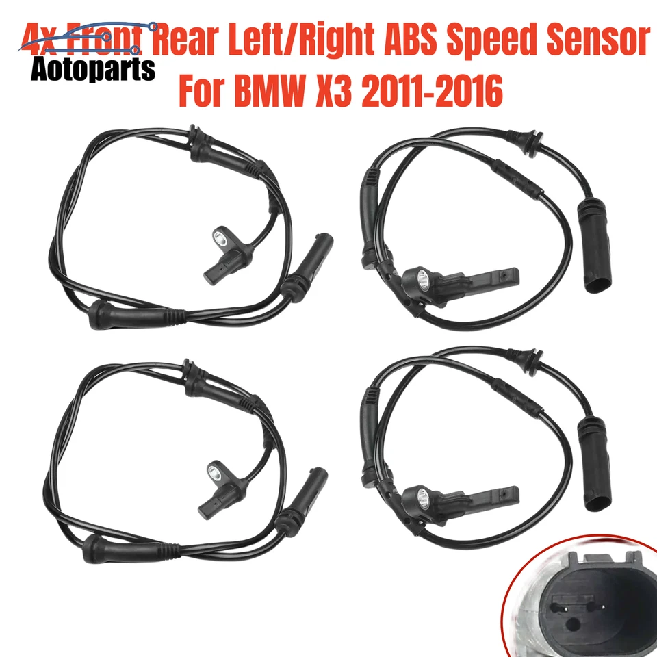 Sensor de velocidad de rueda ABS delantero y trasero 4 piezas para BMW X3 X4 F25 34526869293 Foto 4 de 4