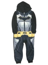 DC Comics Boys Black Fleece Batman Union Suit Hoodie Sleeper Pajama