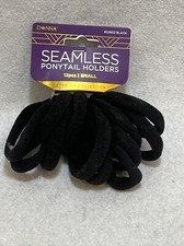 Donna Seamless Ponytail Holders - Size Small - 12 PC - Black